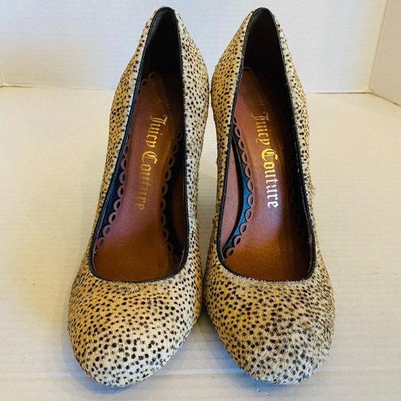 JUICY COUTURE ROSA Dalmation Pony Hair Heels Pumps 8.5 M - Picture 2 of 14